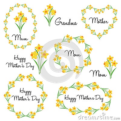 Happy mother`s day with daffodils Stock Photo