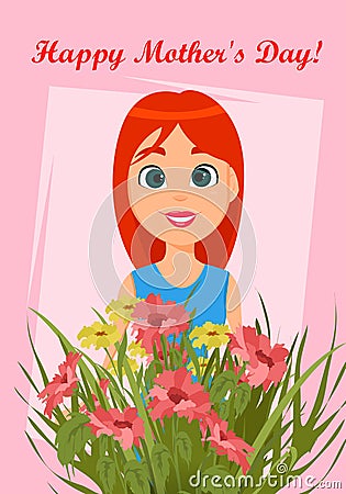 Happy mother`s day greeting card. Vector Illustration