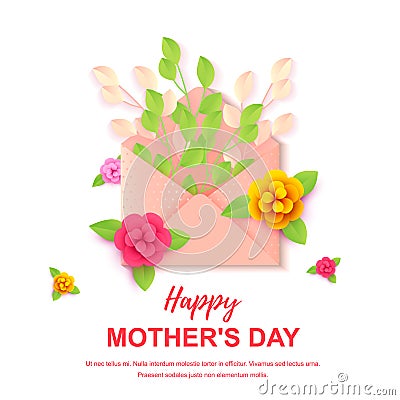 Happy motherâ€™s day greeting card isolated on white. Design for banners, newsletters, sale flyers Stock Photo