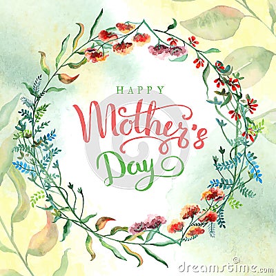 Happy mother`s day. Greeting card with mother`s day. Floral background. Vector illustration. Vector Illustration