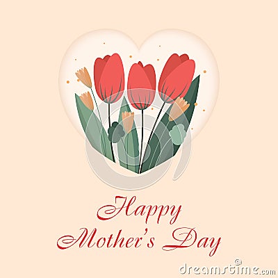 Happy Mother`s Day greeting card template. Clear flat design Vector Illustration