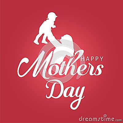 Happy mother`s day greeting. Loving Mother rising his son up and makes him smile. Family holiday and togetherness. vector Vector Illustration