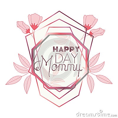 Happy mother`s day with pink frame octagon Vector Illustration