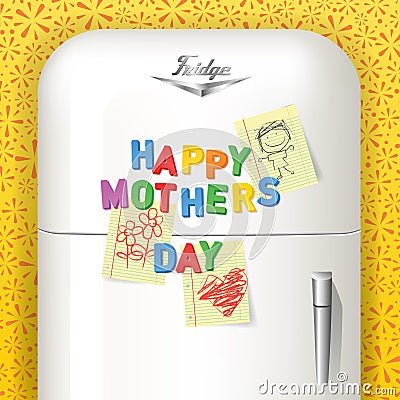 Happy Mother`s Day spelled in plastic magnetic letters Vector Illustration