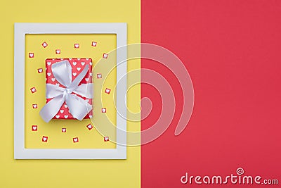 Happy Mother`s Day, Women`s Day, Valentine`s Day or Birthday Background. Flat lay minimal concept. Stock Photo