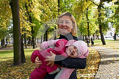 Happy mother and smiling daughter Stock Photo