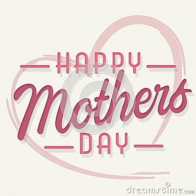 Happy Mothers Day Art Card with Heart Pink Stock Photo