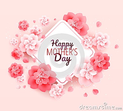 Happy Mothers Day background with flowers - vector illustration Vector Illustration