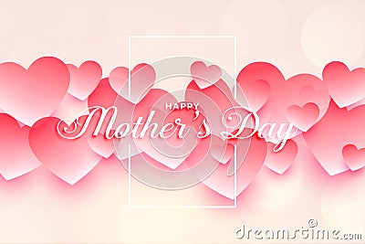 Happy mothers day beautiful hearts background design Vector Illustration