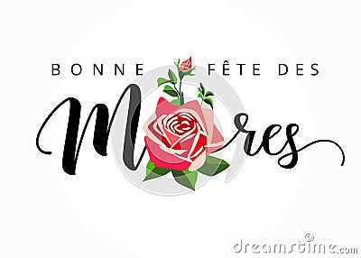 Happy Mothers day - Bonne fete des Meres elegant french lettering Vector Illustration