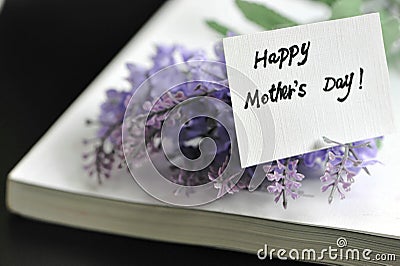 Happy Mothers Day with book Stock Photo