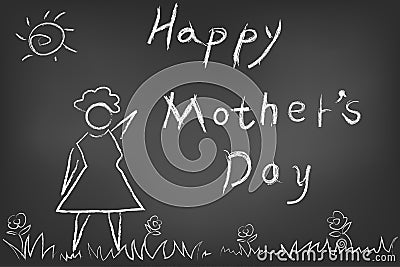 Happy mothers day card on blackboard Vector Illustration