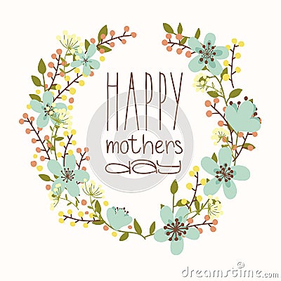 Happy mothers day card. Vector Illustration