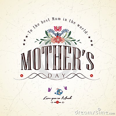 Happy Mothers Day Card Vector Illustration