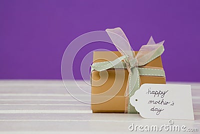 Happy mothers day card with gift box Stock Photo