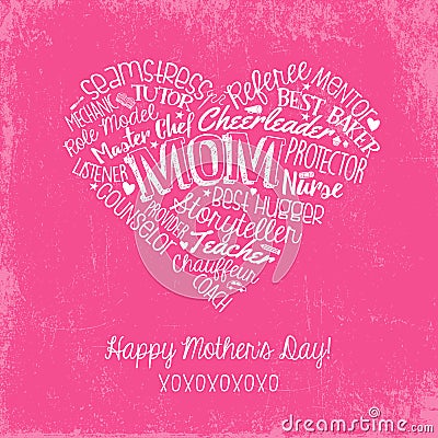 Happy Mothers Day card with handwritten words Vector Illustration