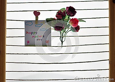 Happy mothers day,colorful flowers , small gift boxes, Stock Photo