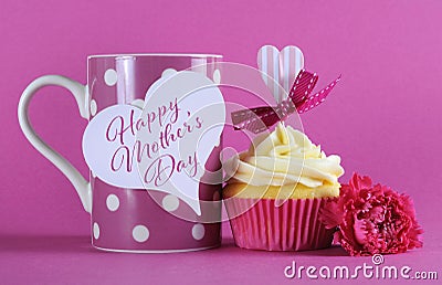 Happy Mothers Day cupcake gift with coffee Stock Photo