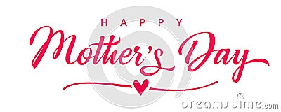 Happy Mothers Day elegant pink lettering Vector Illustration