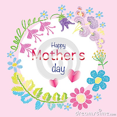 Print happy mothers day and flowers Stock Photo