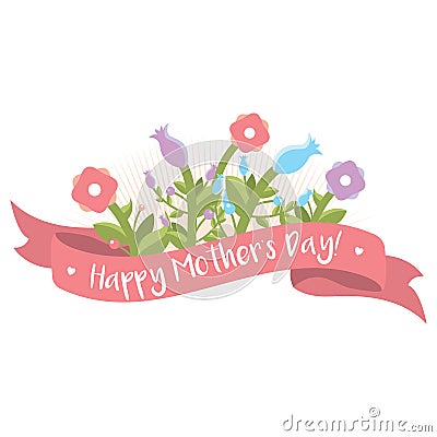 Happy Mothers Day floral greeting Vector Illustration