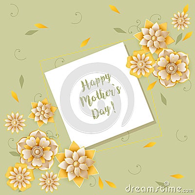 Happy Mothers Day greeting card. Decorative flowers vector illustration Vector Illustration