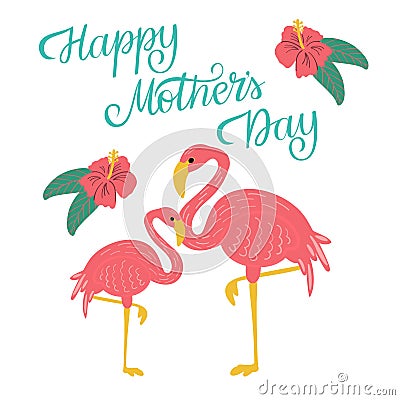 Happy Mothers Day Greeting Card Template Cartoon Illustration