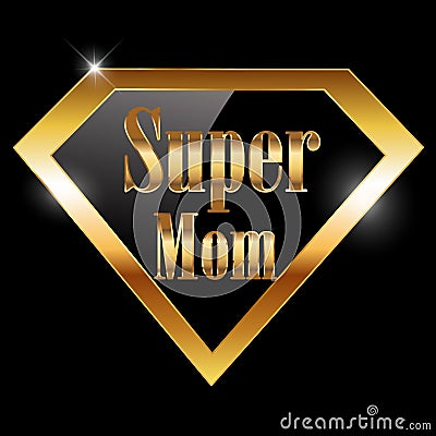 Happy mothers day, i love mom greeting card with super hero golden text Vector Illustration