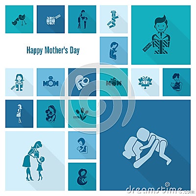 Happy Mothers Day Icons Vector Illustration