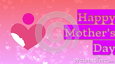 happy mothers day quote with creative mother and son icon in heart shape Cartoon Illustration