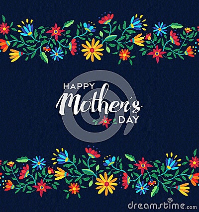 Happy mothers day retro floral pattern background Vector Illustration