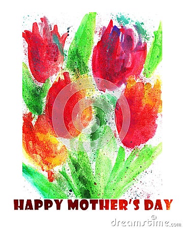 Happy Mothers Day Watercolor Background Stock Photo