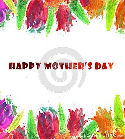 Happy Mothers Day Watercolor Background Stock Photo