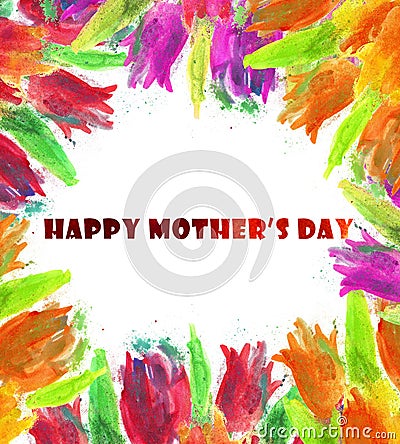 Happy Mothers Day Watercolor Background Stock Photo