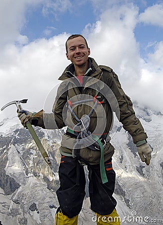 Happy mountaineer Stock Photo