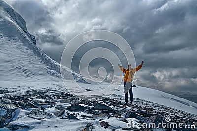 Happy mountaineer in Tajikistan Stock Photo