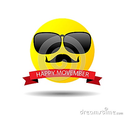 Happy movember smiley Vector Illustration