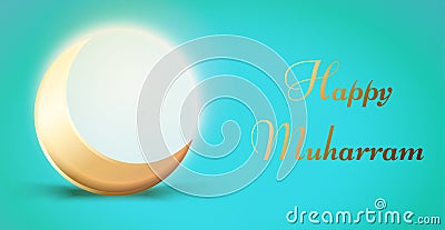 Happy muharram hajj religion celebration day banner template. Feast night logo islamic new year ramadan. Arabic light theme Vector Illustration