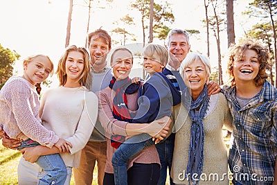 Happy multi-generation family portrait in the countryside Stock Photo