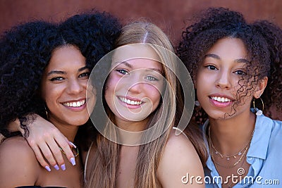Happy multi racial group of diverse friends Stock Photo