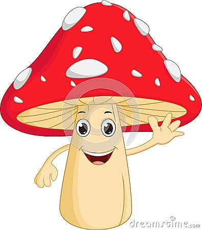 Happy mushroom cartoon Vector Illustration