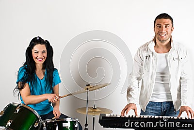 Happy musical band Stock Photo