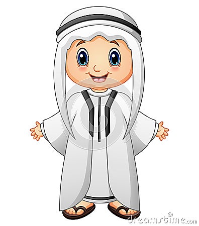 Happy Muslim kid presenting Vector Illustration