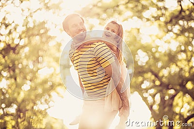 Happy with my daddy. Little girl. Stock Photo