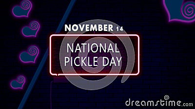 Happy National Pickle Day, November 14. Calendar of November Retro neon Text Effect, design Stock Photo