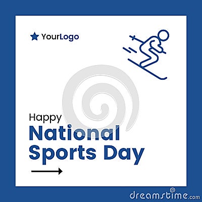 Happy National Sports Day Banner Design Vector Illustration
