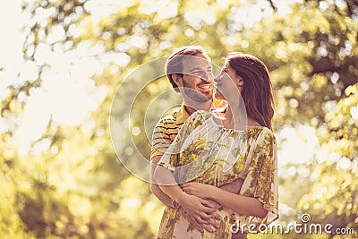 Happy in nature. Middle age couple. Stock Photo