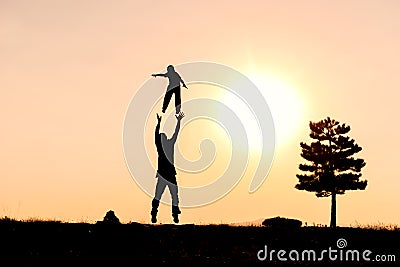 Happy in nature,pleasant and cheerful family Stock Photo