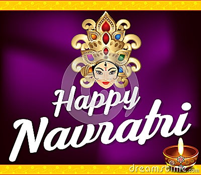 Happy navratri background with deepak Cartoon Illustration