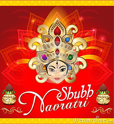 Happy navratri celebration background with face of goddess durga Cartoon Illustration